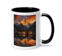 The Setting Sun Shines on The Snow-capped Peaks Coffee Cup 11 Oz Funny Ceramic Coffee Mug with Handle White Large Coffee Cup Unique Novelty Tea Cup Modern Latte Mugs Cute Mug for Cappuccino Milk Cocoa