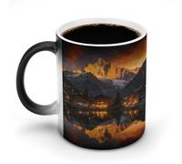 The Setting Sun Shines on The Snow-capped Peaks Color Changing Mug Heat Sensitive Coffee Mugs Unique Magic Ceramic Cup Funny Art Mug Large Novelty Tea Cup Personalized Discoloration Mugs for Xmas Funn