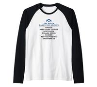 The Seven Basic Food Groups Funny Scottish Raglan Baseball Tee