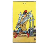 The Seven of Swords: 156 College Ruled Lined Pages (78 leaves), 5x8 Notebook, Journal, Diary, Planner featuring image of The Seven of Swords Tarot card