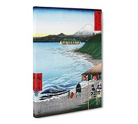 The Seven Ri Beach By Utagawa Hiroshige Asian Japanese Canvas Wall Art Print Ready to Hang, Framed Picture for Living Room Bedroom Home Office Décor, 20x14 Inch (50x35 cm)