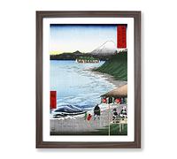 The Seven Ri Beach By Utagawa Hiroshige Asian Japanese Framed Print | A3 Walnut Framed Wall Art | Ready to Hang | Asian Beach Picture | Living Room Bedroom Lounge Office