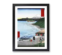 The Seven Ri Beach By Utagawa Hiroshige Asian Japanese Framed Wall Art Print, Ready to Hang Picture for Living Room Bedroom Home Office Décor, Black A3 (34 x 46 cm)
