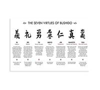 The Seven Virtues of Bushido Samurai Inspirational Room Poster Canvas Poster Wall Art Decor Print Picture Paintings for Living Room Bedroom Decoration Unframe: 12x18inch(30x45cm)