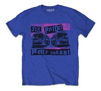 The Sex Pistols T Shirt Pretty Vacant Coaches Band Logo Official Unisex Blue, Blue, XXL