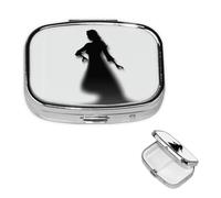 The Shadow of Woman Silhouette Pill Box 2 Compartment Medicine Pill Organizer Square Pill Case for Purse & Pocket Travel Pillbox Portable Metal Medicine Vitamin Fish Oil Organizer Unique Gift