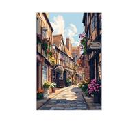 The Shambles in York, Medieval Street Scene Canvas Poster Wall Art Print Picture Paintings 20x30inch(50x75cm)