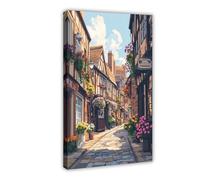 The Shambles in York, Medieval Street Scene Canvas Poster Wall Art Print Picture Paintings 20x30inch(50x75cm)