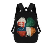 The Shamrock Irish And Slovak Classic 17Inch Backpack Travel Daypack Laptop with Side Pockets for Men Women