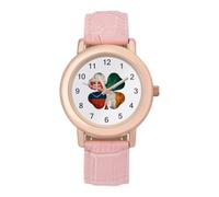 The Shamrock Irish and Slovak Women's Leather Watch | Easy Reader Minimalist Wristwatch Pink Rose Gold Strap Watches