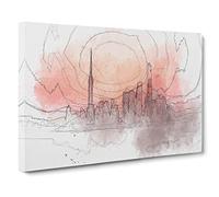 The Shanghai China Skyline Canvas Print | Gallery Wrapped 30mm Frame Wall Art | 30x20 inches | Ready to Hang | Abstract Cityscape Picture | Living Room Bedroom Lounge Office