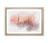 The Shanghai China Skyline in Abstract Framed Print | A2 Oak Framed Wall Art | Ready to Hang | Abstract Cityscape Picture | Living Room Bedroom Lounge Office