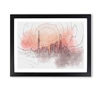 The Shanghai China Skyline In Abstract Modern Art Framed Print | A2 Black Framed Wall Art | Ready to Hang | Abstract Cityscape Picture | Living Room Bedroom Lounge Office