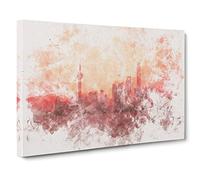 The Shanghai China Skyline Watercolour Canvas Print | Gallery Wrapped 30mm Frame Wall Art | 30x20 inches | Ready to Hang | Modern Cityscape Picture | Living Room Bedroom Lounge Office