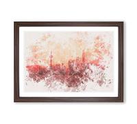 The Shanghai China Skyline Watercolour Framed Print | A2 Walnut Framed Wall Art | Ready to Hang | Modern Cityscape Picture | Living Room Bedroom Lounge Office