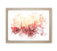 The Shanghai China Skyline Watercolour Modern Framed Print | A4 Oak Framed Wall Art | Ready to Hang | Modern Cityscape Picture | Living Room Bedroom Lounge Office
