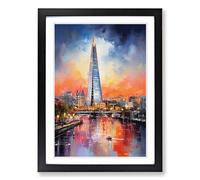 The Shard Action Painting No.3 Framed Print | A2 Black Framed Wall Art | Ready to Hang | Modern Historical Picture | Living Room Bedroom Lounge Office