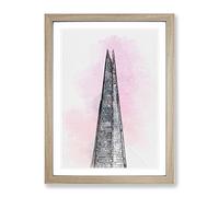 The Shard Building In London In Abstract Modern Framed Print | A4 Oak Framed Wall Art | Ready to Hang | Abstract Cityscape Picture | Living Room Bedroom Lounge Office