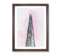 The Shard Building In London In Abstract Modern Framed Print | A4 Walnut Framed Wall Art | Ready to Hang | Abstract Cityscape Picture | Living Room Bedroom Lounge Office