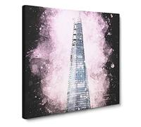 The Shard Building in London Paint Splash Canvas Print | Gallery Wrapped 30mm Frame Wall Art | 20x20 inches | Ready to Hang | Modern Cityscape Picture | Living Room Bedroom Lounge Office