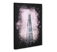 The Shard Building In London Paint Splash Canvas Print | Gallery Wrapped 30mm Frame Wall Art | 30x20 inches | Ready to Hang | Modern Cityscape Picture | Living Room Bedroom Lounge Office