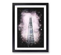 The Shard Building in London Paint Splash Framed Wall Art Print A2 Black