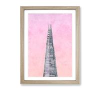 The Shard Building In London Painting Modern Framed Print | A2 Oak Framed Wall Art | Ready to Hang | Modern Cityscape Picture | Living Room Bedroom Lounge Office