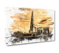 The Shard Building London (3) V3 Canvas Print | Gallery Wrapped 30mm Frame Wall Art | 30x20 inches | Ready to Hang | Modern Cityscape Picture | Living Room Bedroom Lounge Office