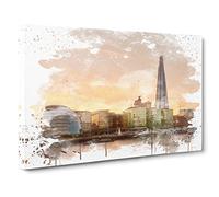 The Shard Building London (4) V3 Canvas Print | Gallery Wrapped 30mm Frame Wall Art | 30x20 inches | Ready to Hang | Modern Cityscape Picture | Living Room Bedroom Lounge Office
