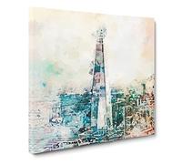 The Shard Building London Canvas Print | Gallery Wrapped 30mm Frame Wall Art | 14x14 inches | Ready to Hang | Abstract Cityscape Picture | Living Room Bedroom Lounge Office