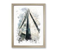 The Shard Building London No.1 V3 Modern Framed Print | A3 Oak Framed Wall Art | Ready to Hang | Modern Cityscape Picture | Living Room Bedroom Lounge Office