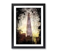 The Shard Building London No.2 Modern Cb Framed Print | A4 Black Framed Wall Art | Ready to Hang | Modern Cityscape Picture | Living Room Bedroom Lounge Office
