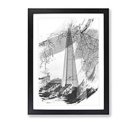 The Shard Building London No.2 V2 Modern Framed Print | A2 Black Framed Wall Art | Ready to Hang | Modern Cityscape Picture | Living Room Bedroom Lounge Office