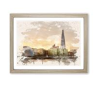 The Shard Building London No.4 Modern FC Framed Print | A2 Oak Framed Wall Art | Ready to Hang | Modern Cityscape Picture | Living Room Bedroom Lounge Office