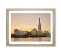 The Shard Building London No.4 Modern Framed Print | A4 Oak Framed Wall Art | Ready to Hang | Modern Cityscape Picture | Living Room Bedroom Lounge Office