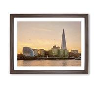 The Shard Building London No.4 Modern Framed Print | A4 Walnut Framed Wall Art | Ready to Hang | Modern Cityscape Picture | Living Room Bedroom Lounge Office