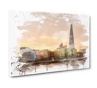 The Shard Building London No.4 V3 Canvas Print | Gallery Wrapped 30mm Frame Wall Art | 24x16 inches | Ready to Hang | Modern Cityscape Picture | Living Room Bedroom Lounge Office