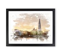 The Shard Building London No.4 V3 Modern Framed Print | A2 Black Framed Wall Art | Ready to Hang | Modern Cityscape Picture | Living Room Bedroom Lounge Office