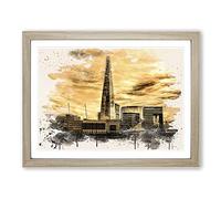 The Shard Building London No.5 Modern FC Framed Print | A3 Oak Framed Wall Art | Ready to Hang | Modern Cityscape Picture | Living Room Bedroom Lounge Office