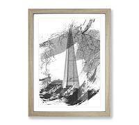 The Shard Building London Vol.2 V1 Modern Framed Print | A4 Oak Framed Wall Art | Ready to Hang | Modern Cityscape Picture | Living Room Bedroom Lounge Office