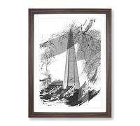 The Shard Building London Vol.2 V1 Modern Framed Print | A4 Walnut Framed Wall Art | Ready to Hang | Modern Cityscape Picture | Living Room Bedroom Lounge Office