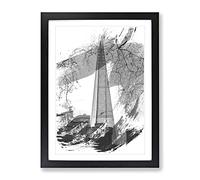 The Shard Building London Vol.2 V1 Modern Framed Wall Art Print, Ready to Hang Picture for Living Room Bedroom Home Office Décor, Black A4 (34 x 25 cm)