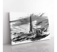 The Shard Building London Vol.3 V1 Modern Canvas Wall Art Print Ready to Hang, Framed Picture for Living Room Bedroom Home Office Décor, 76x50 cm (30x20 Inch)