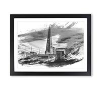 The Shard Building London Vol.3 V1 Modern Framed Wall Art Print, Ready to Hang Picture for Living Room Bedroom Home Office Décor, Black A2 (64 x 46 cm)