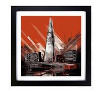 The Shard Constructivism Framed Print | 18x18 Inch Black Framed Wall Art | Ready to Hang | Modern Historical Picture | Living Room Bedroom Lounge Office