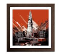 The Shard Constructivism Framed Print | 18x18 Inch Walnut Framed Wall Art | Ready to Hang | Modern Historical Picture | Living Room Bedroom Lounge Office