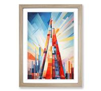 The Shard Constructivism Framed Print | A2 Oak Framed Wall Art | Ready to Hang | Modern Historical Picture | Living Room Bedroom Lounge Office