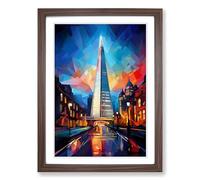 The Shard Cubism Framed Print | A2 Walnut Framed Wall Art | Ready to Hang | Cubist Nature Picture | Living Room Bedroom Lounge Office
