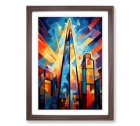 The Shard Cubism No.2 Framed Print | A2 Walnut Framed Wall Art | Ready to Hang | Cubist Nature Picture | Living Room Bedroom Lounge Office