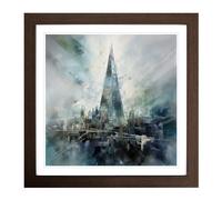The Shard Gestural Art Framed Print | 18x18 Inch Walnut Framed Wall Art | Ready to Hang | Eclectic Historical Picture | Living Room Bedroom Lounge Office